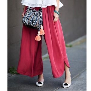 Anthro Elevenses Tulip Wide Leg Crop Flowy Pants